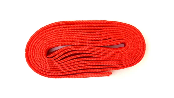 Corde Rouge Sur Fond Blanc Corde Tissu Couleur Rouge Pliée — Photo