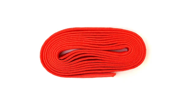 Corde Rouge Sur Fond Blanc Corde Tissu Couleur Rouge Pliée — Photo