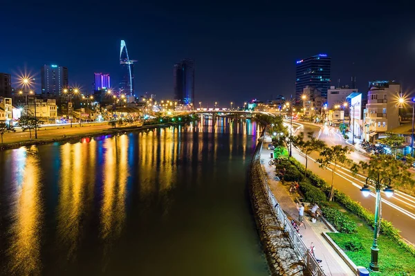 Hochiminh City Vietnam Pemandangan Kota Dari Kanal Ben Nghe Kota — Stok Foto