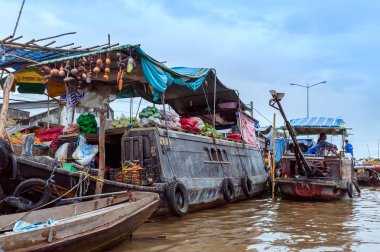 SoC Trang-Vietnam: yüzen Pazar Nga Nam, Soc Trang Eyaleti, Vietnam, görünümü.