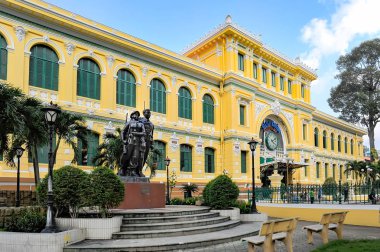 Görünümü, Saigon Merkez postane Ho Chi Minh city, Vietnam. Gotik binanın çelik yapı Gustave Eiffel tarafından tasarlanmıştır. Ho Chi Minh city Asya'nın popüler bir turistik yer.