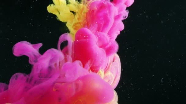 Pink dan Yellow Ink Spreading Filling Black Space . — Stok Video