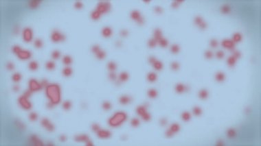 Kırmızı biyolojik Viral desen çoğaltmak ve Petri kabına mikroskop altında büyüyen.