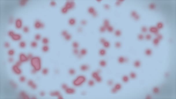 Padrão viral biológico vermelho replicando e crescendo em um prato de Petri sob microscópio . — Vídeo de Stock