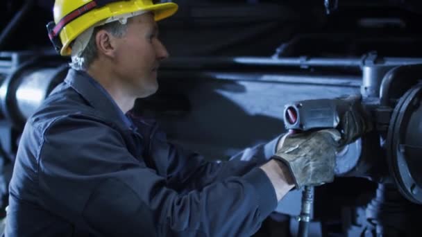 Retrato de Técnico Confiado en Sombrero Duro . — Vídeos de Stock