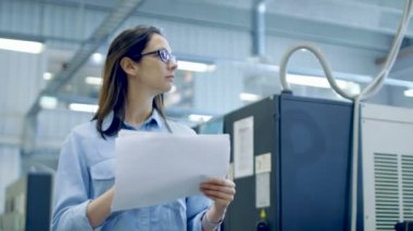 Önemli sipariş ile fabrika makaleler rağmen kadın Yöneticisi yürür. 