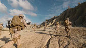 Shot of a Squad of Soldiers Running Forward and Atacking Enemy D