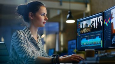 Görüntüleri ve kişisel ses erkek Video Editör çalışır