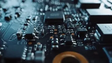 Makro Kamera, Bilgisayar Anakart Bileşenleri: Mikroçip, İşlemci, Transistorlar 'ı gösteriyor. Elektronik Aygıtın İçinde, Süper Bilgisayarın Parçaları