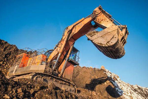 Excavadora Naranja Grande Mina Carbón — Foto de Stock