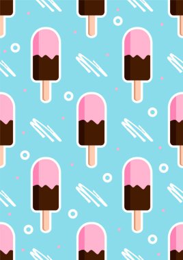 Tatlı, bembeyaz, renksiz, desensiz vektör görüntüsü. Mavi arka planda tatlı buzlu şeker. Kumaş, kağıt, kapak, baskı için web stok vektör şablonu için düz tasarım gıdalar. Dikey biçim