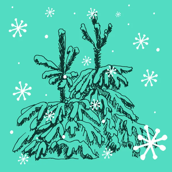 Ansichtkaart jonge kerst achtergrond, op een groene achtergrond — Stockvector