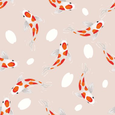 Geleneksel Japon sazan deseni. Kusursuz doğulu el yapımı balıklar. Sanatsal illüstrasyon