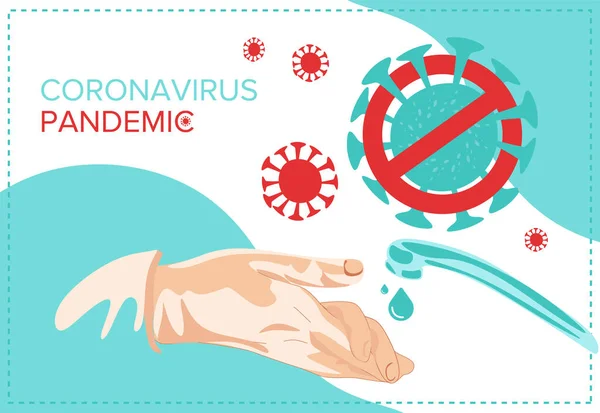 Banner de plantilla Higiene. Detener coronavirus Consejos de precaución. .. Detén el virus. Pandemia de prevención, coronavirus, covid-19, pandemia, infografía de prevención de enfermedades con iconos y texto, atención sanitaria y — Archivo Imágenes Vectoriales