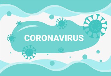 Coronavirus Covid-19 'un şablonu. Hastalıkların yayılmasına, semptomlara ve önlemlere karşı bilinçlendirme pankartı. Vektör tıbbı çizimi.