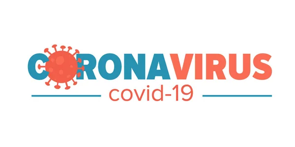 Covid-19 Coronavirus concept inscription typographie design logo. Organisation mondiale de la Santé L'OMS a introduit un nouveau nom officiel pour la maladie à coronavirus nommé COVID-19, illustration vectorielle de virus dangereux — Image vectorielle