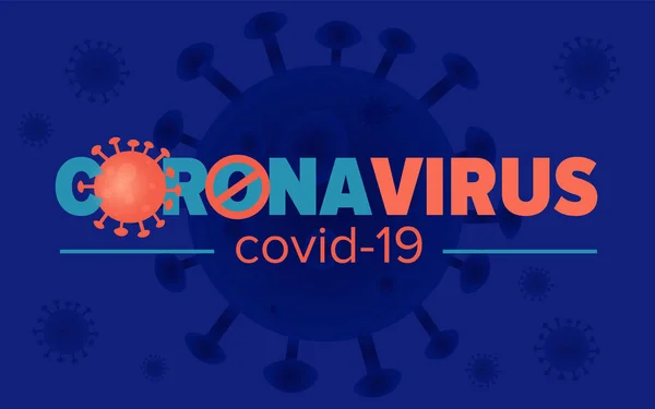 Covid-19 Coronavirus concept d'un virus pandémique. Éclosion de coronavirus. Microbe sur fond bleu foncé — Image vectorielle