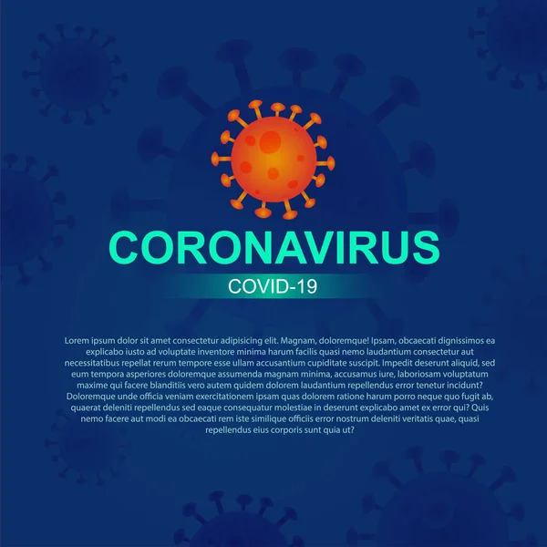 Illustrazioni concetto coronavirus COVID-19. virus wuhan dalla Cina. Illustrazione vettoriale. Colori blu — Vettoriale Stock