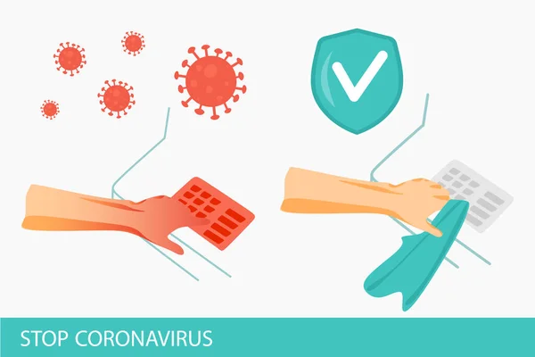 Infográficos médicos sobre como evitar que um paciente seja infectado com coronavírus uma ATM. Fora do coronavírus global pandemia, covid-19. Ilustração vetorial — Vetor de Stock