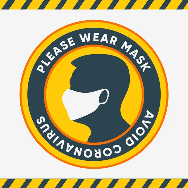 Vlak rond symbool. Draag een masker voor de veiligheid van Covid-19. Vectorbeeld. Stickers voor openbare plaatsen waar veel mensen zijn. — Stockvector