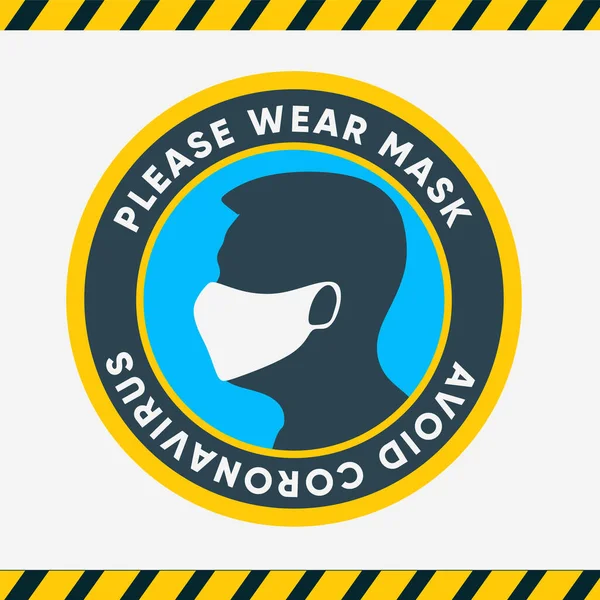 Símbolo Redondo Plano Por Favor Use Máscara Seguridad Covid Imagen — Vector de stock