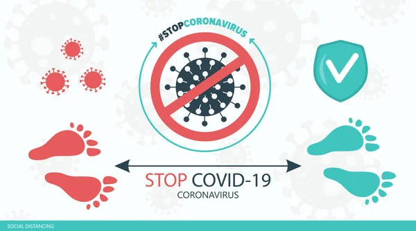 Infographie Distanciation Sociale Stop Coronavirus Covid Protection Santé Médicale Éloigner — Image vectorielle