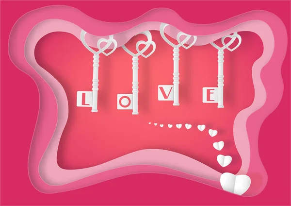 Arte Papel Estilo Carta Amor Concepto Valentine Ilustración Vectorial — Vector de stock