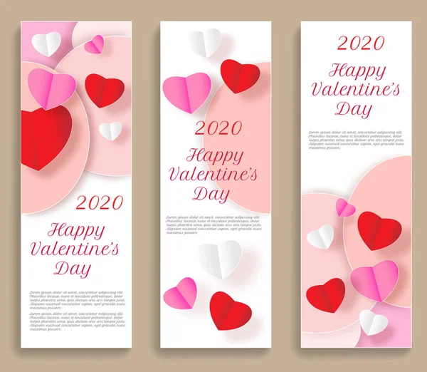 Feliz Día San Valentín Colorido Papel Cortado Fondo Diseño Para — Vector de stock