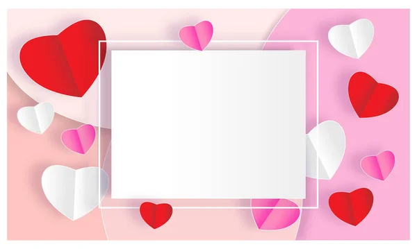 Happy Valentines Day Fond Coupe Papier Coloré Conception Pour Cartes — Image vectorielle