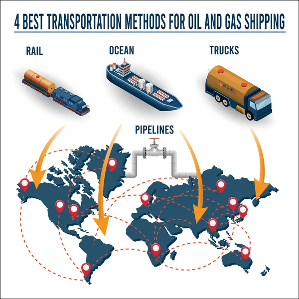 Transportation Methods Oil Gas Infographic Vector Illustration — 스톡 벡터