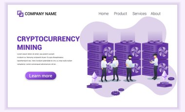 Bitcoin madenciliği yapan insanlarla kripto para madenciliği kavramı