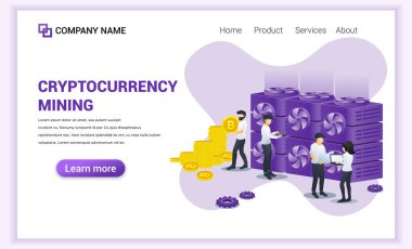 Bitcoin madenciliği yapan insanlarla kripto para madenciliği kavramı