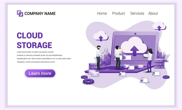 Modernt Flat design koncept för Cloud Computing, Cloud Storage, da — Stock vektor