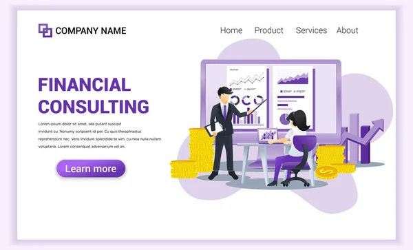 Financieel Consulting concept met karakters, Consultant aanwezig — Stockvector