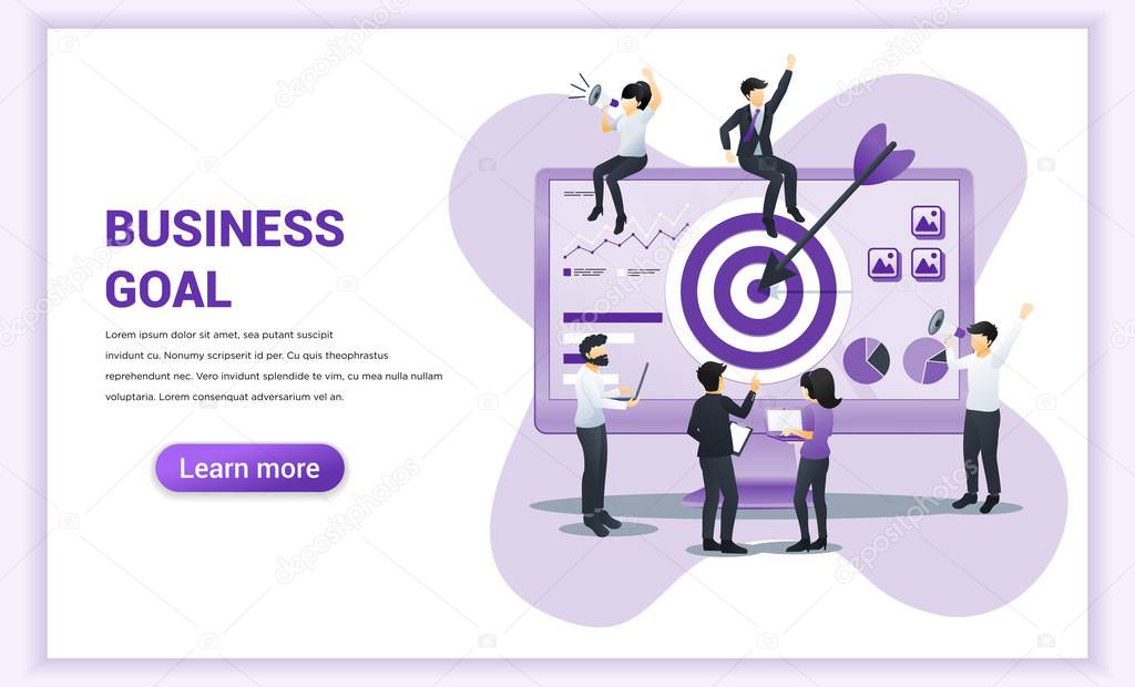 business concept. People teamwork working together on screen target with an arrow for reach the target business