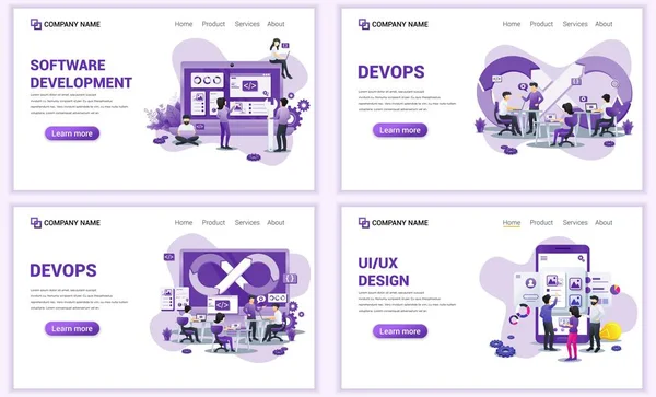 Bilgisayar programcıları, mobil ve web geliştirme için web sayfası tasarım şablonları. Web afişi, poster, bilgi grafikleri, iniş sayfası, web şablonu için kullanılabilir. Düz vektör illüstrasyonu