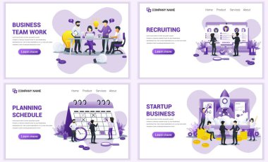 Takım çalışması için web sayfası tasarım şablonları, işe alma ve planlama programı. Web afişi, poster, bilgi grafikleri, iniş sayfası, web şablonu için kullanılabilir. Düz vektör illüstrasyonu