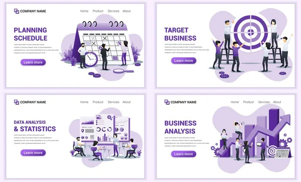 Satz Von Webseiten Designvorlagen Für Planung Zielgeschäft Und Analyse Kann — Stockvektor