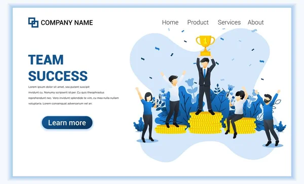 Zakelijk succes concept. Zakenman viert succes door de trofee vast te houden. business leader aan succes. Kan gebruikt worden voor web banner, infographics, landing page, web template. Platte vectorillustratie — Stockvector