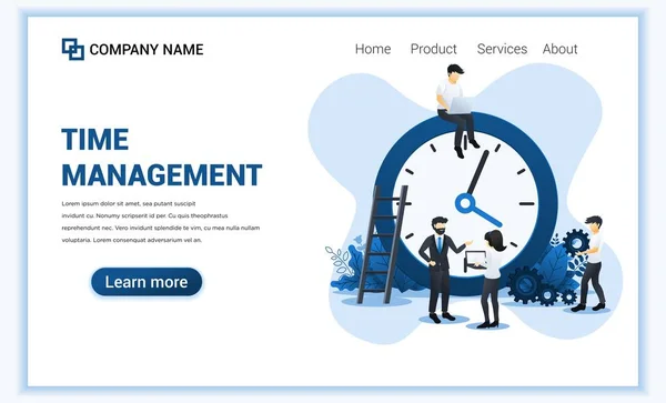 Modern Flat design koncepció Business Management karakterek tervezése ütemtervet. Időt takarít meg. Használható bannerhez, infografikához, kezdőlaphoz, web sablonhoz. Lapos vektor illusztráció — Stock Vector