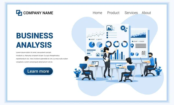 Karakterlerle iş analizi kavramı. Denetleme, finansal danışmanlık. Web afişi, iniş sayfası, web şablonu için kullanılabilir. Düz vektör illüstrasyonu