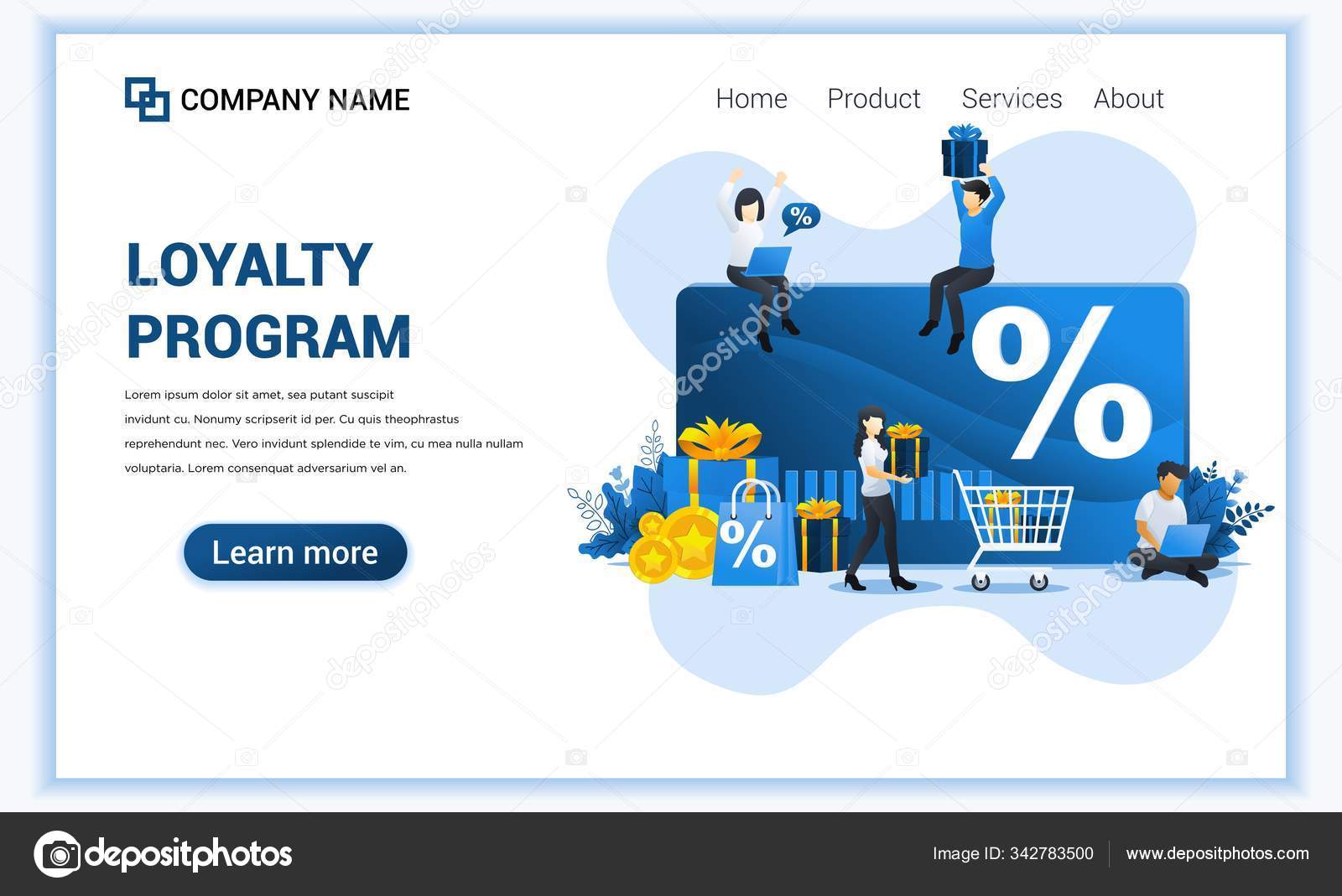 Loyalty program concept with characters. Discount and loyalty card
