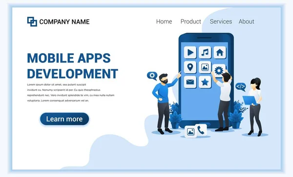 Mobil uygulama geliştirme kavramı geliştirici olarak uygulama oluşturma ve oluşturma. Pankart, iş, mobil uygulama, iniş sayfası, web tasarımı için kullanılabilir. Düz vektör illüstrasyonu