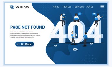 404 hata sayfası dizüstü bilgisayarlarda çalışıp hataları düzeltmeye çalışan insanların kavramı bulunamadı. Web afişi, bilgi grafikleri, iniş sayfası, web sitesi şablonu için kullanılabilir. Düz vektör illüstrasyonu