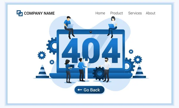 Page Erreur 404 Pas Trouvé Concept Avec Groupe Personnes Essayant — Image vectorielle