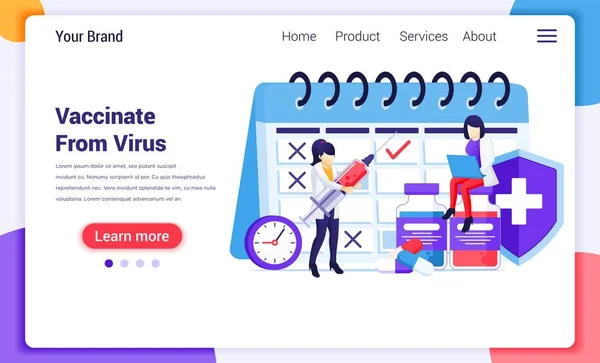 Impfkonzept Heilung Gegen Coronavirus Impfzeit Ärzte Mit Spritze Impfflasche Modernes — Stockvektor