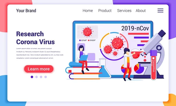 Concepto Laboratorio Investigación Para Virus Covid Corona Con Científicos Que — Vector de stock