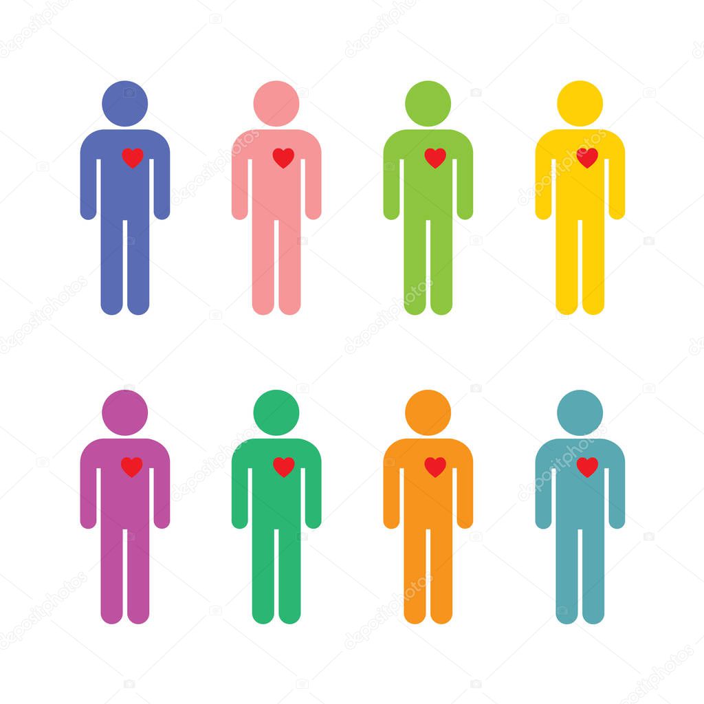 set of men in different colors 
