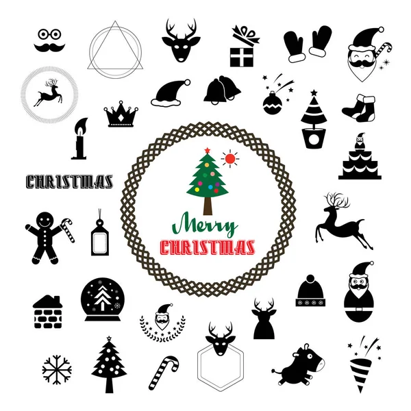 Merry Christmas icons set — Stock Vector