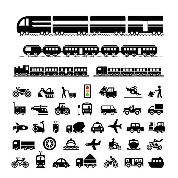 Iconos básicos para el transporte — Vector de stock